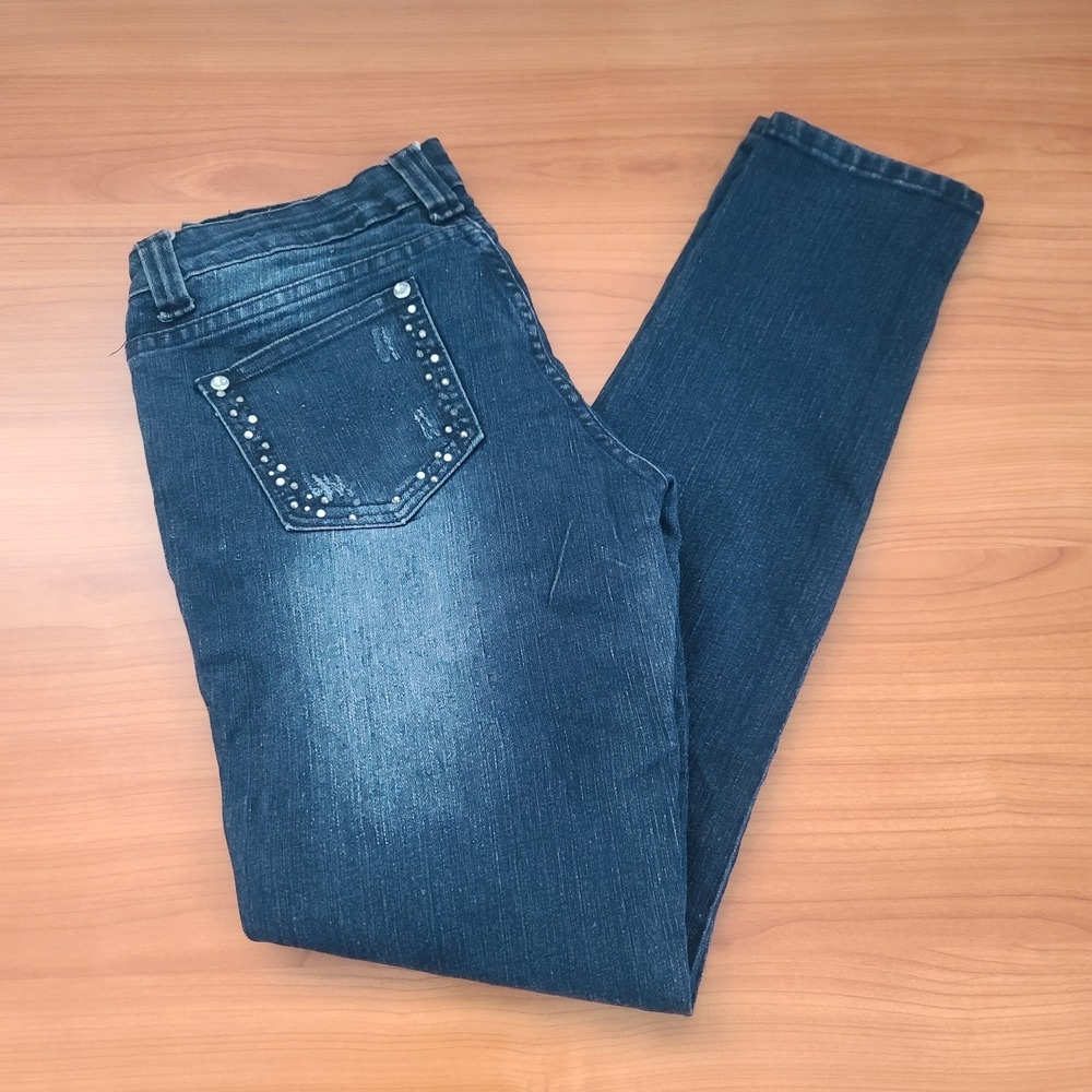 Reign Jeans Womens  Blue Skinny Leg Slim Fit Mid  Dark Wash Sz‎ 7